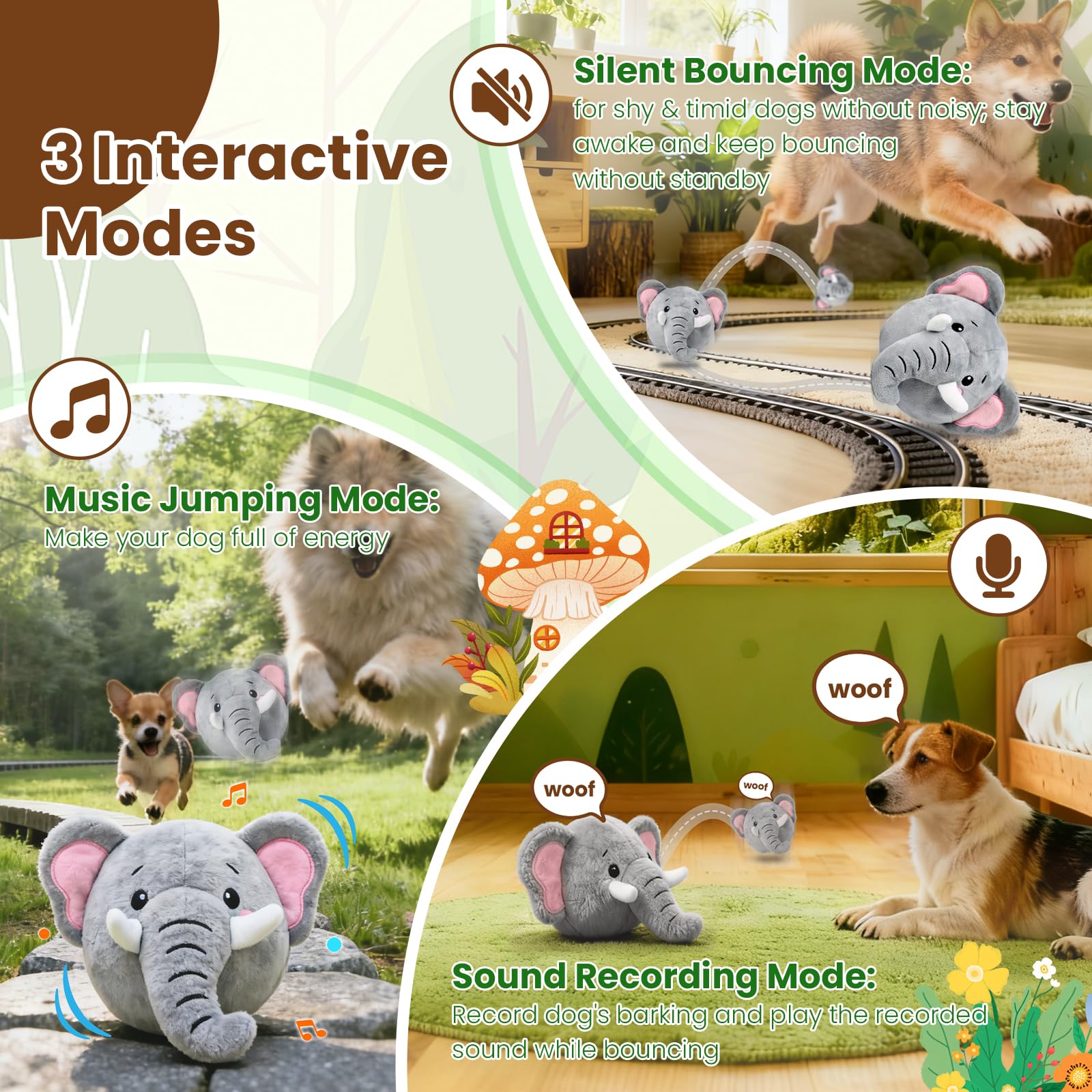 Hanarook elephant recording playback toy showcasing bark recording feature for interaction