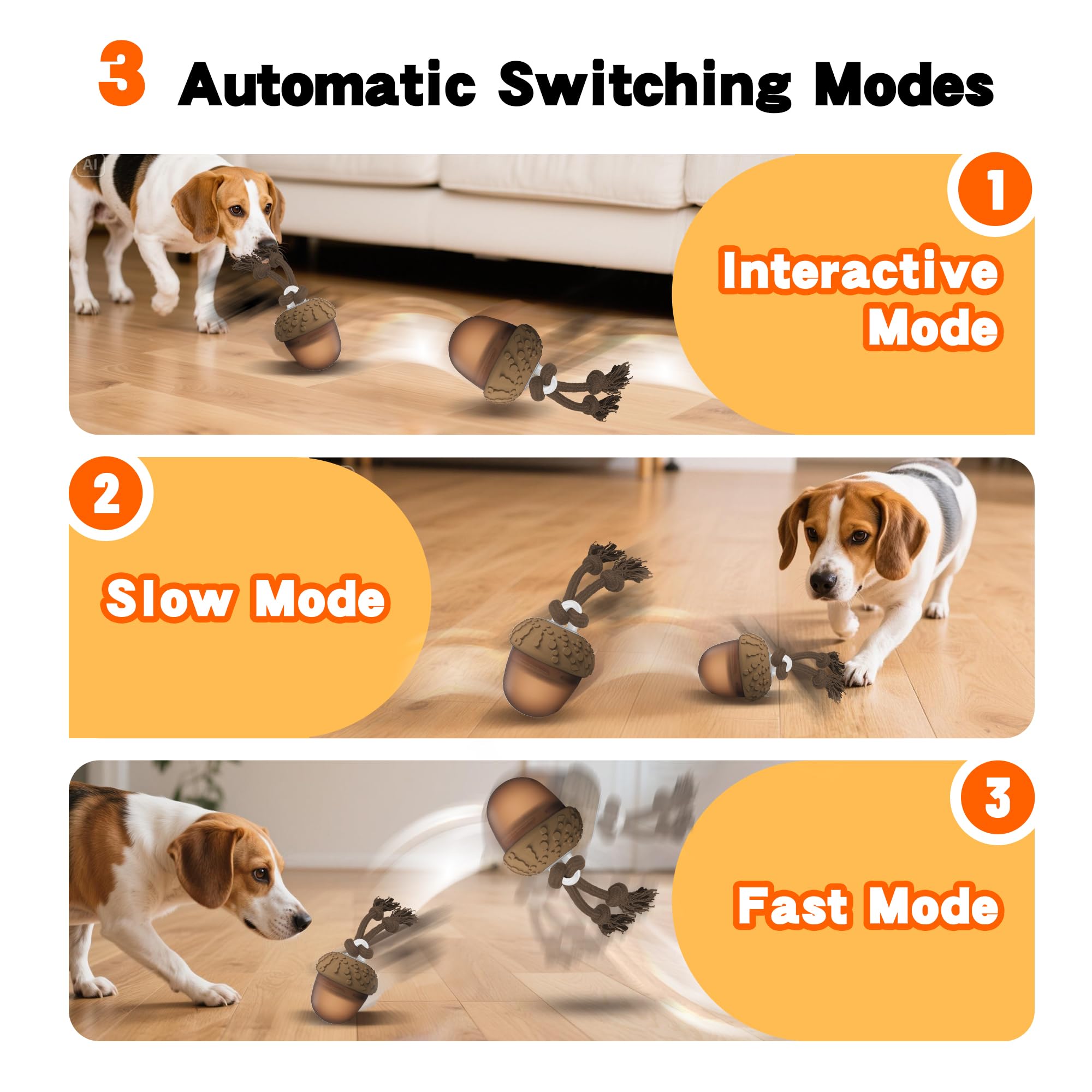 Hanarook LED dog ball activates rolling action for indoor fun