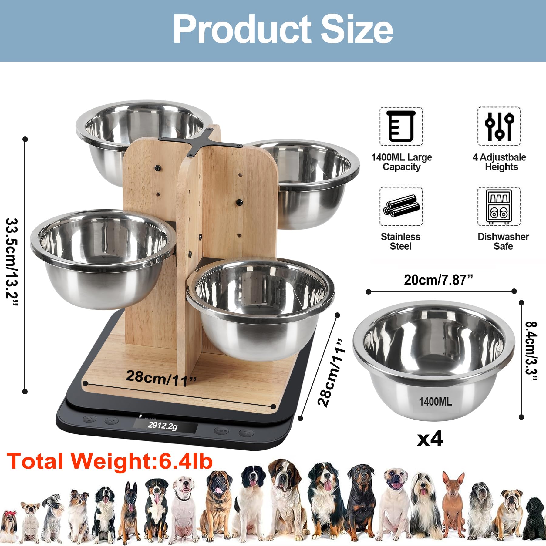 Handrong dog-eating quiet stand reduces noise during meals