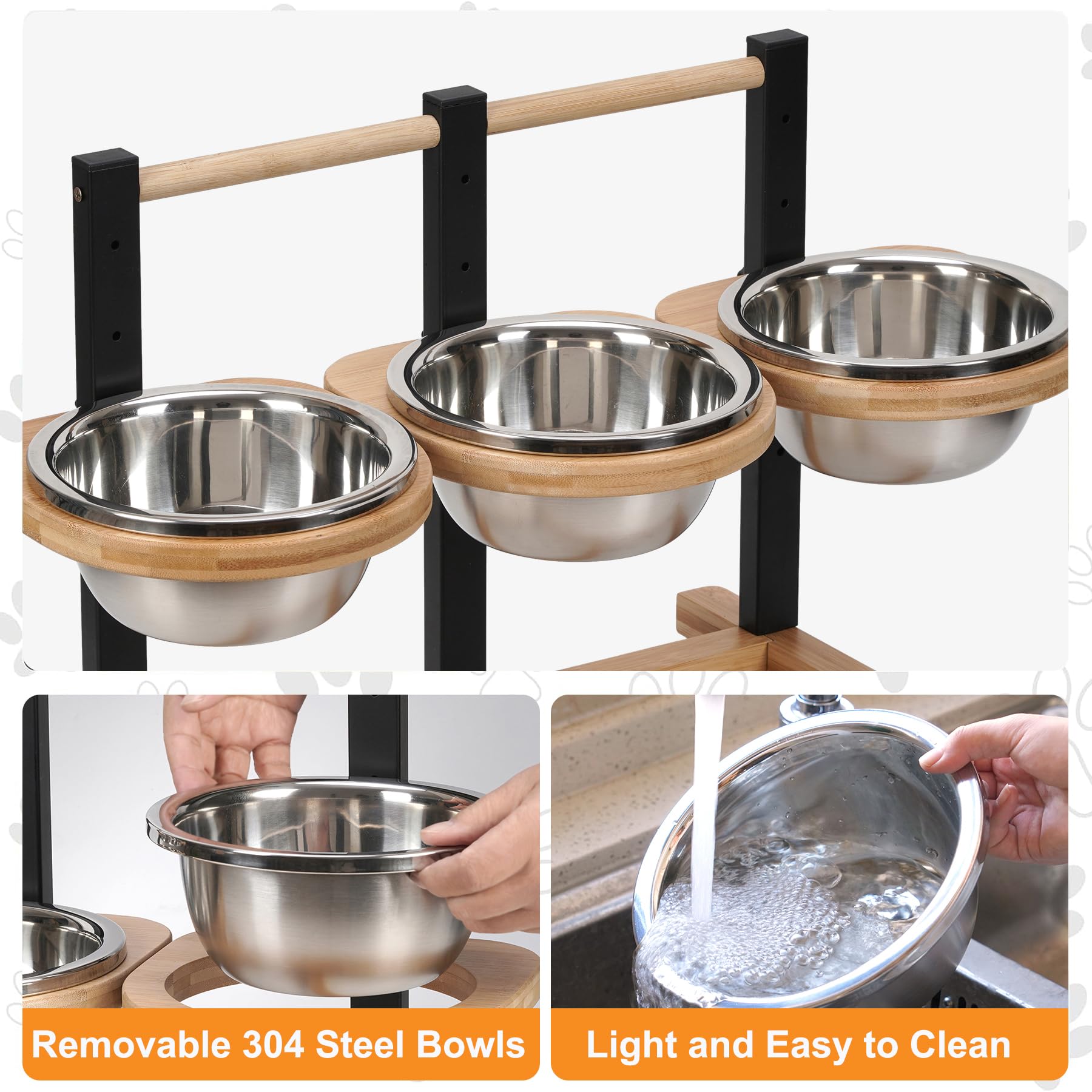 handrong bowls are removable for quick refills