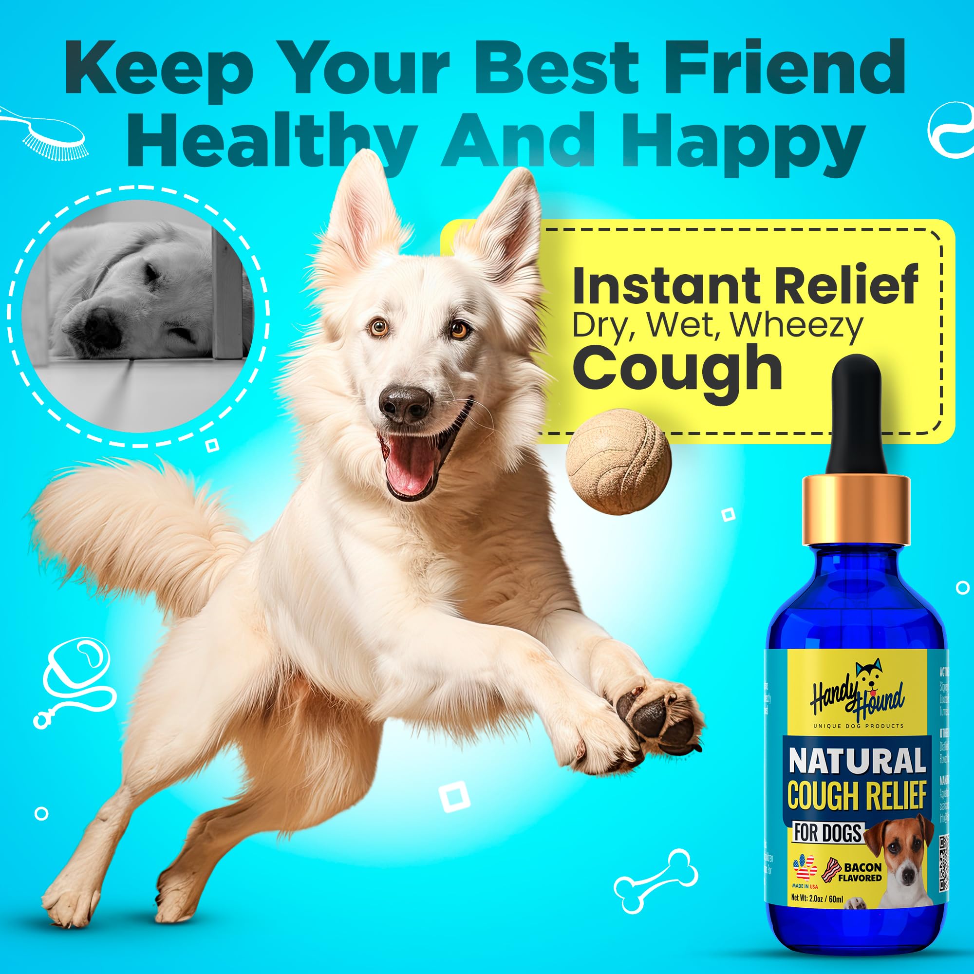 Handy Hound dog cough medicine dropper enables easy administration.