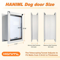 HANIML dog door magnetic double flaps closeup shields interior from weather.