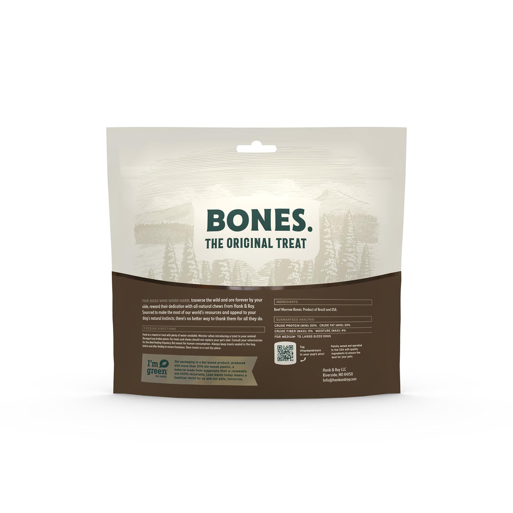 Hank & Roy beef marrow bone packaging showing resealable wrap for freshness