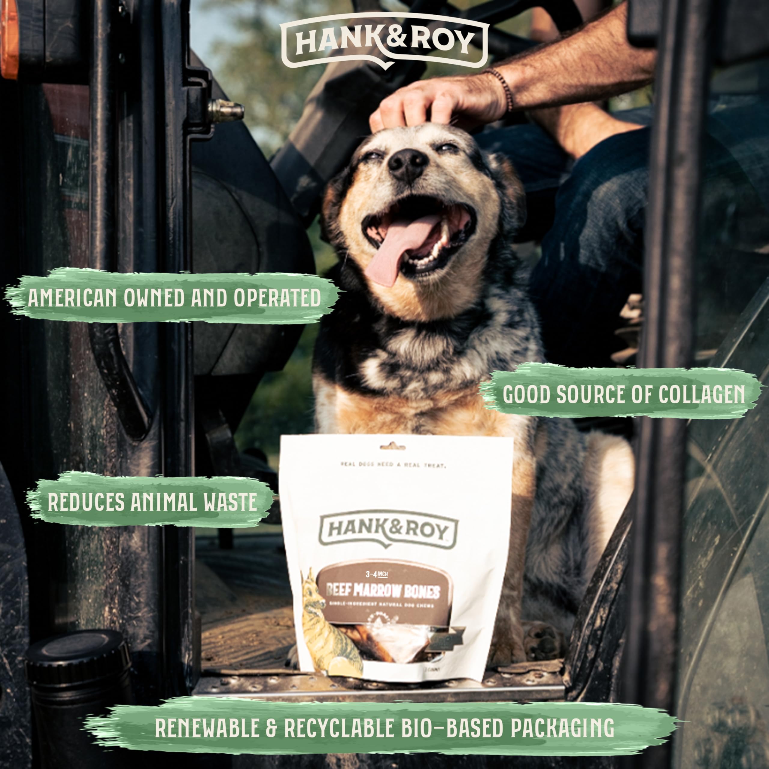 Hank & Roy beef marrow bone on a mat demonstrates mess-free transport and easy portability