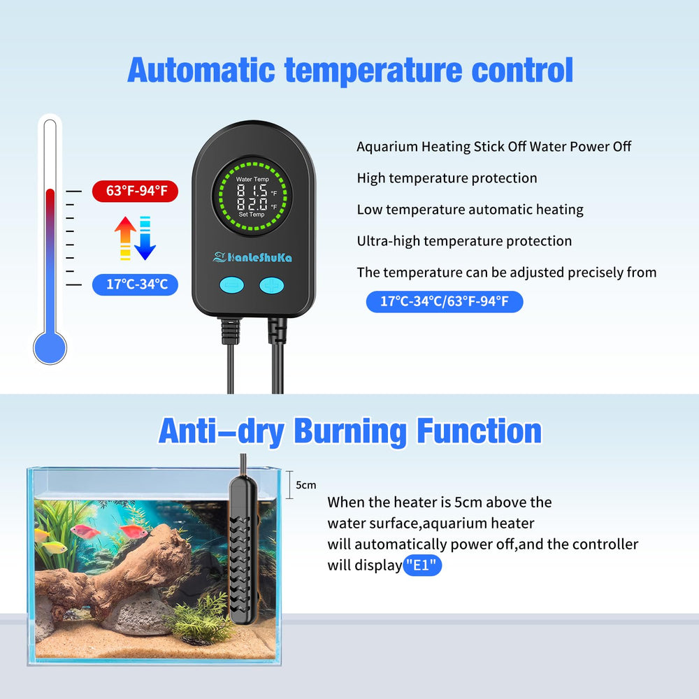 HANLESHUKA submersible heater 300W usage in mid-sized tanks