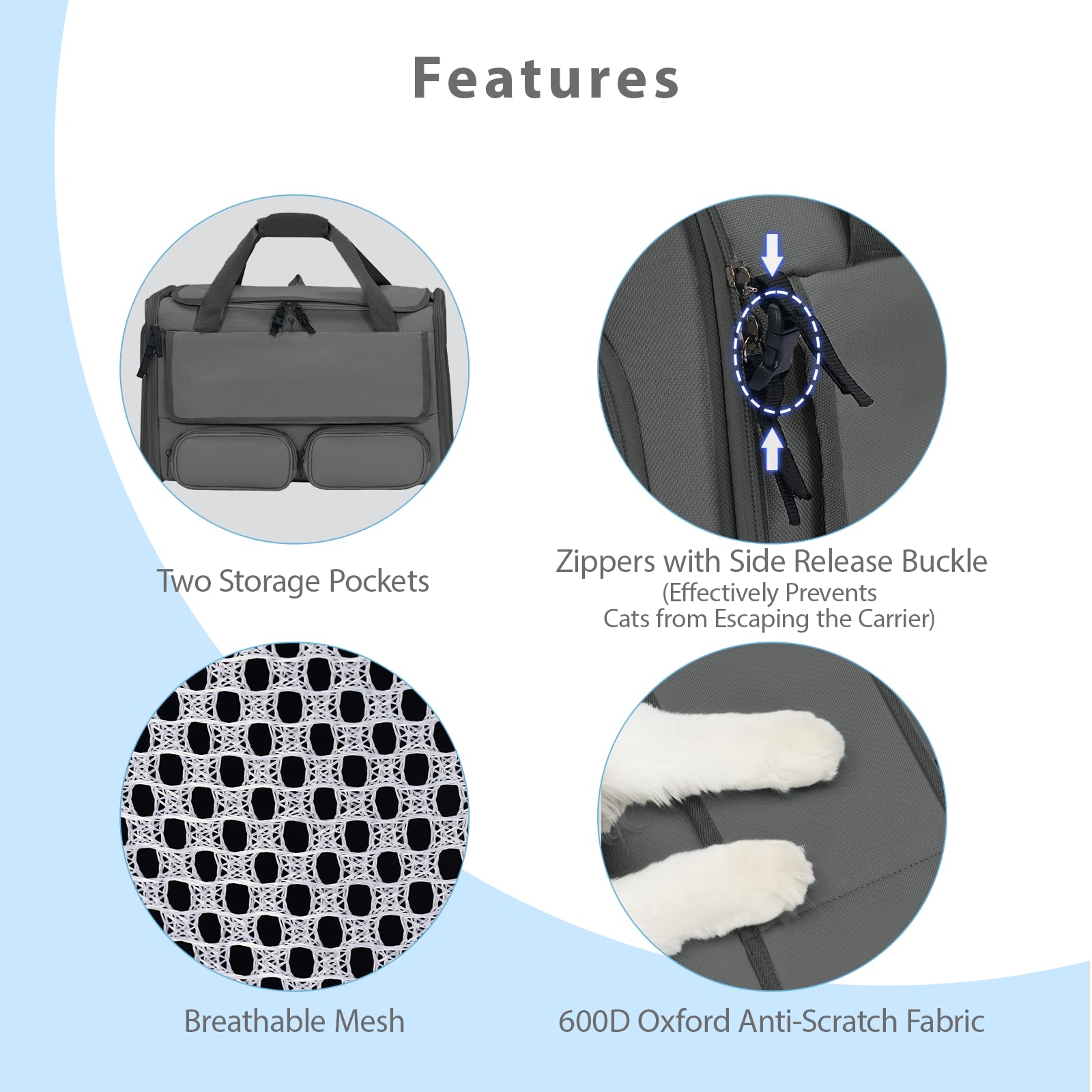 Hannadepot cat-dog-carrier-360-ventilation ensures fresh airflow for all-around comfort