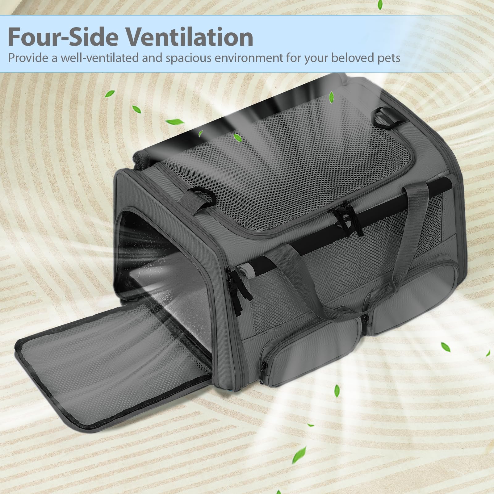 Hannadepot cat-dog-carrier-anti-collapse-base offers stable resting space for anxious movers
