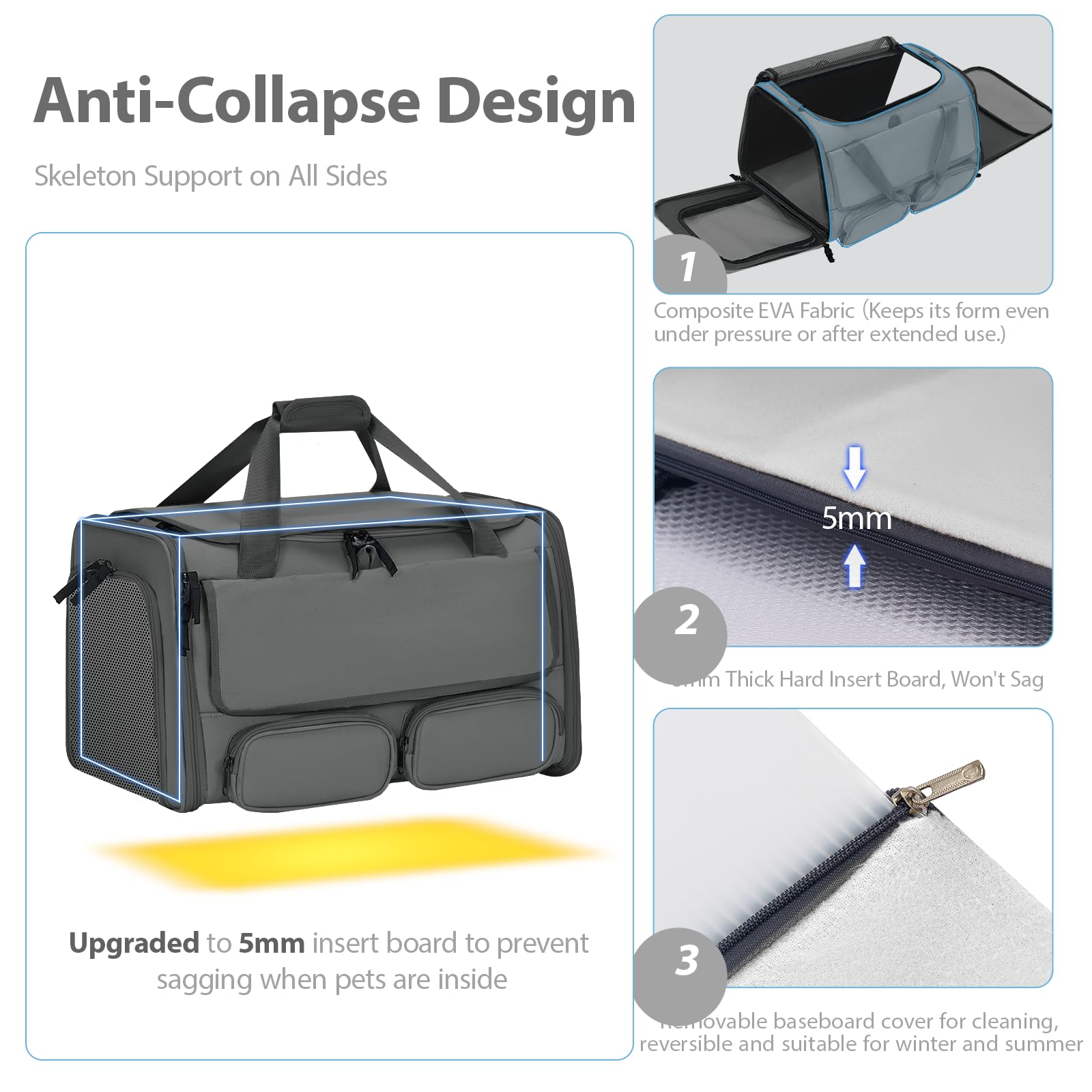 Hannadepot cat-dog-carrier escape-proof-zipper demonstrates secure lockdown during transit