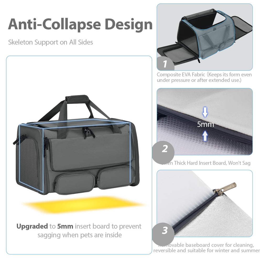 Hannadepot cat-dog-carrier escape-proof-zipper demonstrates secure lockdown during transit