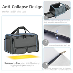 Hannadepot cat-dog-carrier escape-proof-zipper demonstrates secure lockdown during transit