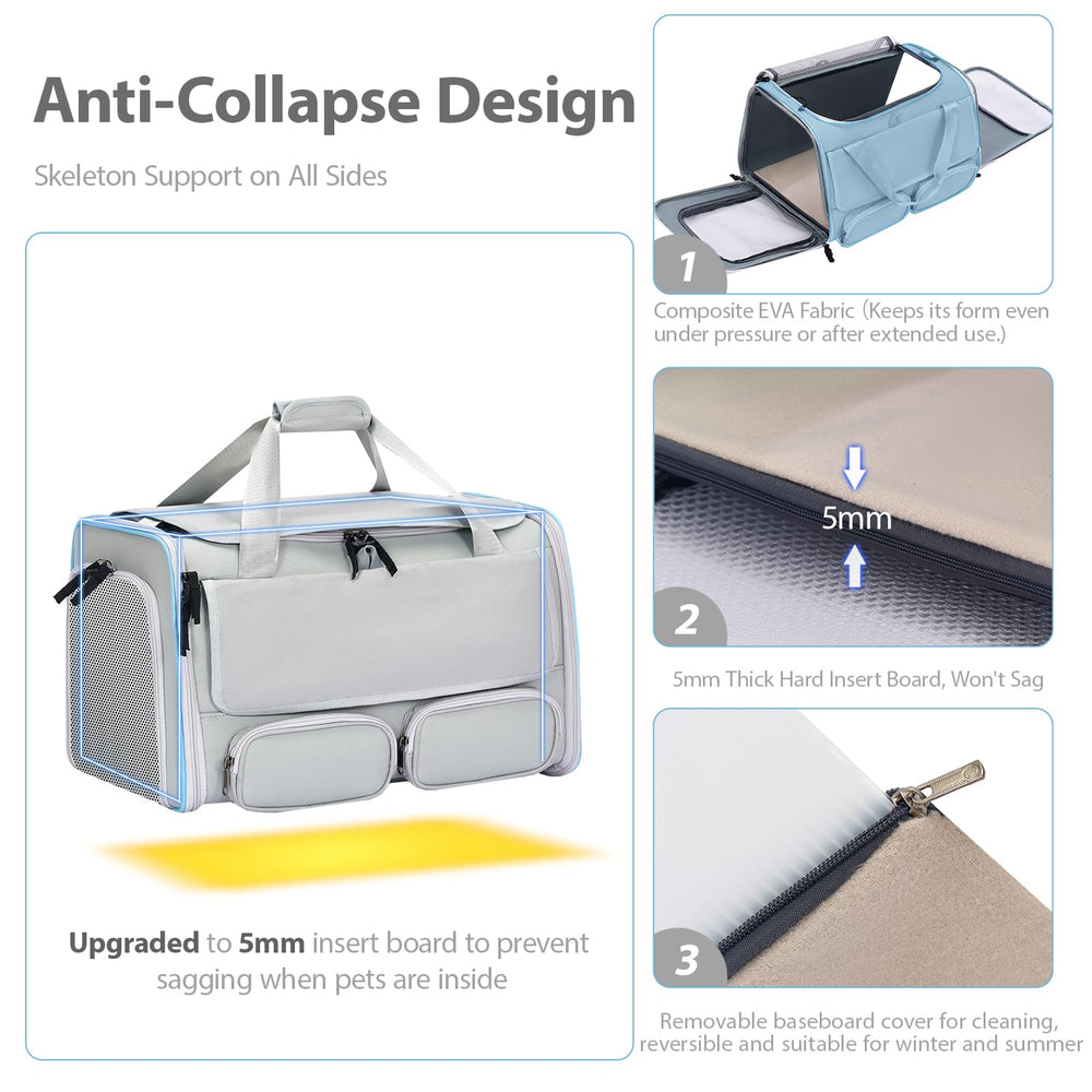 Hannadepot carrier with escape-proof zippers secures pets during transit