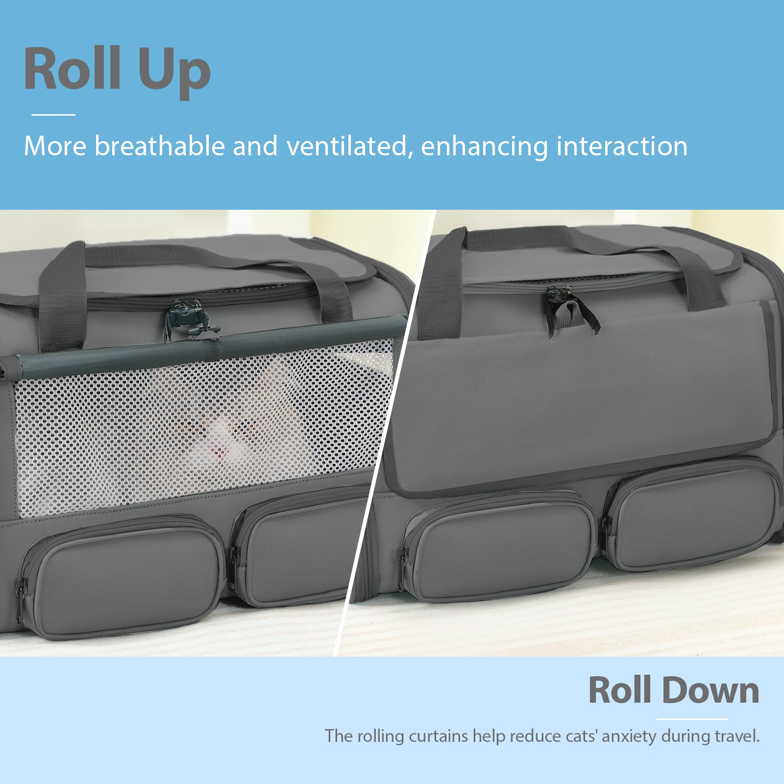 Hannadepot cat-dog-carrier-folded-storage highlights portability and compact storage for travel