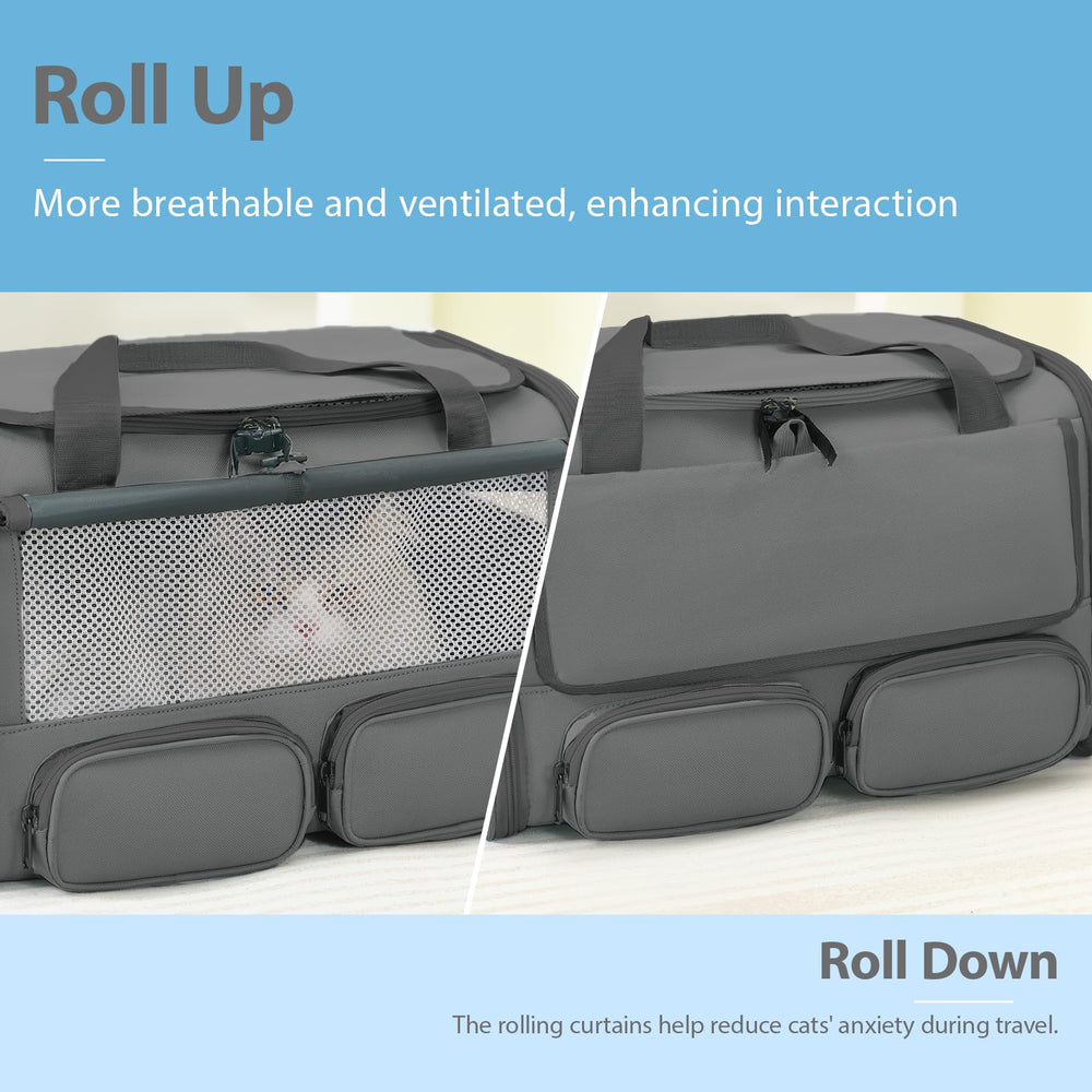 Hannadepot cat-dog-carrier-folded-storage highlights portability and compact storage for travel