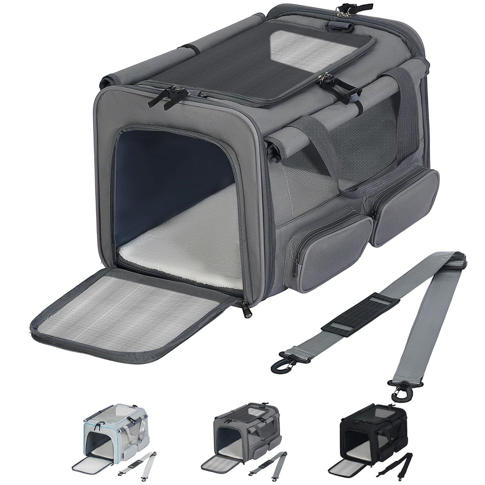 Hannadepot cat-dog-carrier interior view shows roomy space for comfy travel with pets