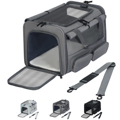 Hannadepot cat-dog-carrier interior view shows roomy space for comfy travel with pets