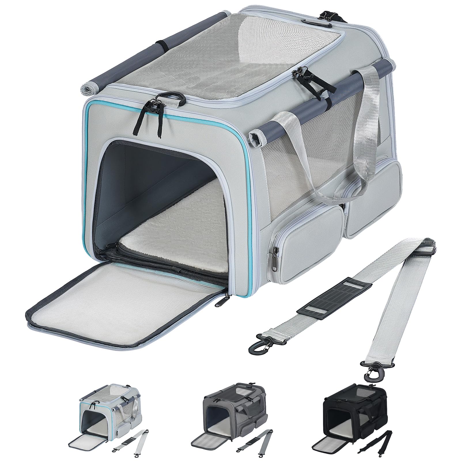 Hannadepot cat-dog carrier roomy interior for comfortable travel up to 15 lbs