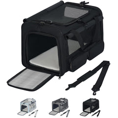 Hannadepot cat-dog carrier soft-sided folded for easy storage and travel convenience.