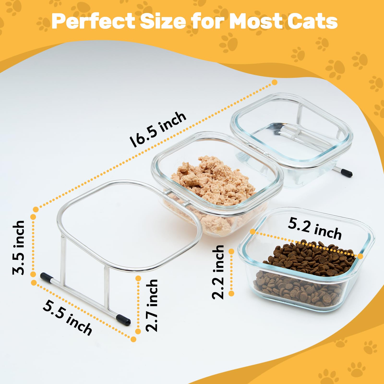 Hannadepot elevated feeding set suitable for cats and little dogs.