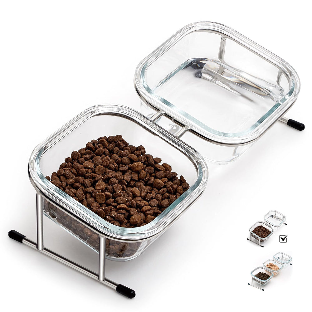 Hannadepot elevated bowls tilted 15 degrees for neck-friendly feeding.