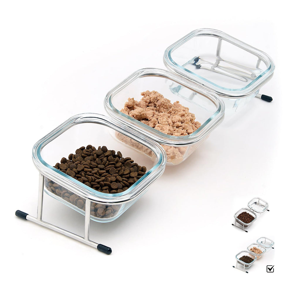 Hannadepot elevated cat bowls with 15-degree tilt for comfortable dining and neck alignment.