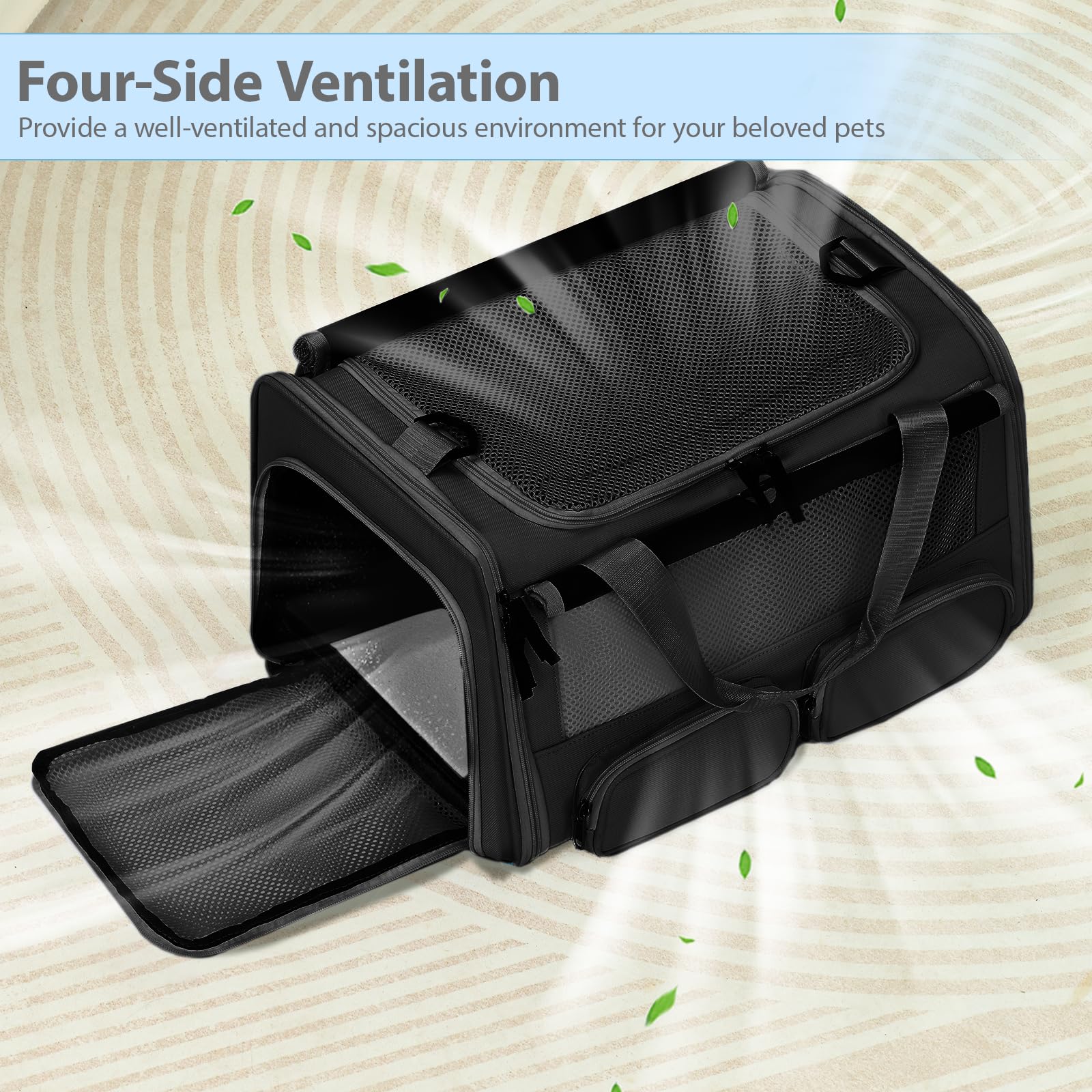 Hannadepot pet carrier anti-escape zipper and buckle for secure travels.