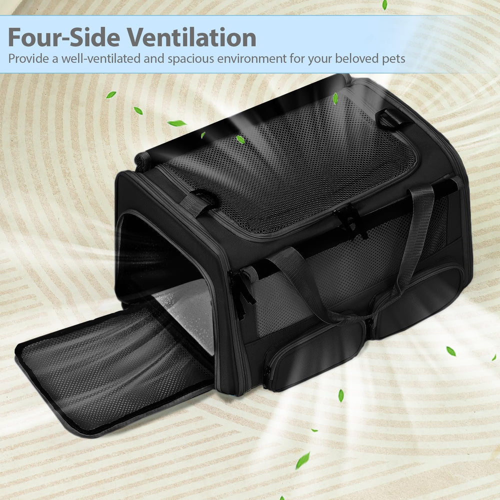 Hannadepot pet carrier anti-escape zipper and buckle for secure travels.
