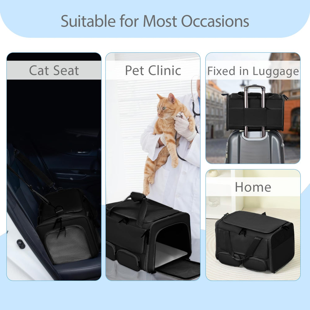 Hannadepot pet carrier compact size fits under-seat and saves space.
