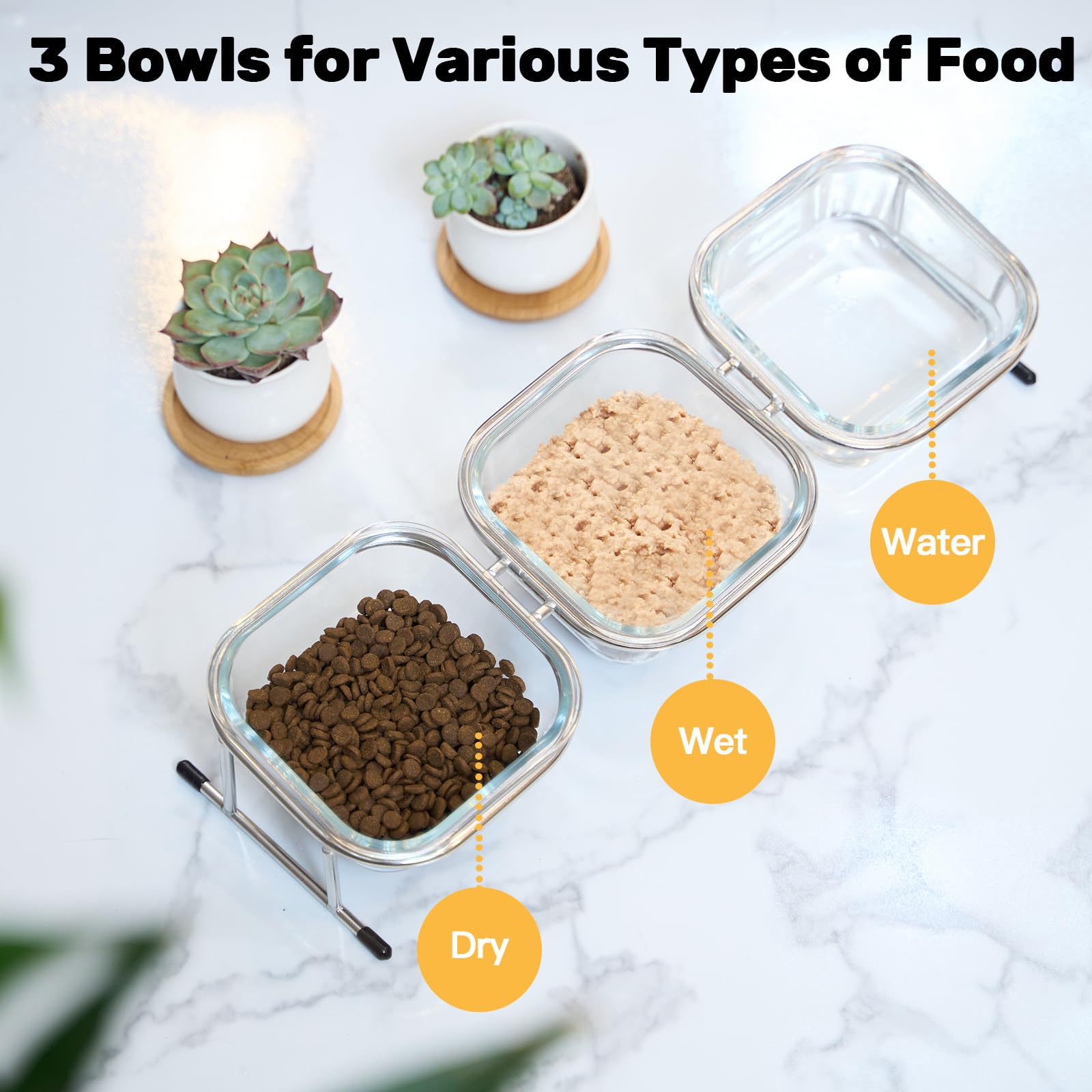 Hannadepot stainless steel stand keeps bowls stable during meals.