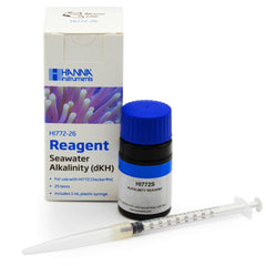 Hanna Instruments HI772-26 reagent bottle label shows expiration and lot traceability for reliable testing