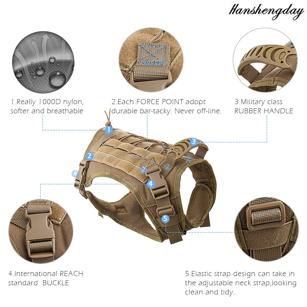 Hanshengday vest with two handles enables quick dog control during training