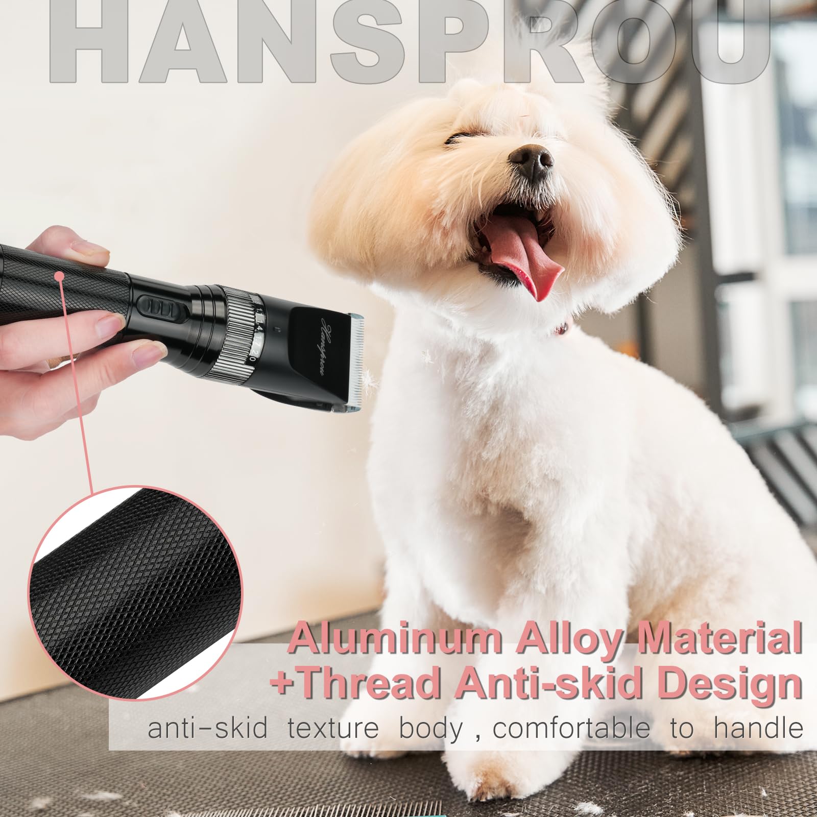 Hansprou 3-meter cord keeps power within reach during grooming.