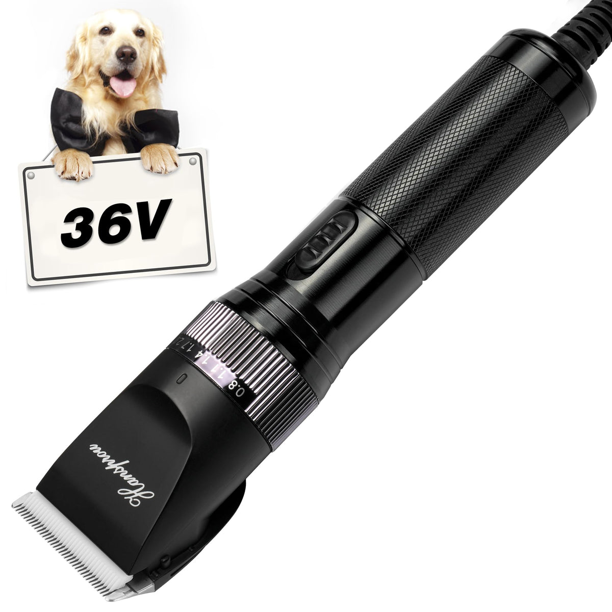 Hansprou dog clippers body-angle view with sturdy grip for controlled trimming.