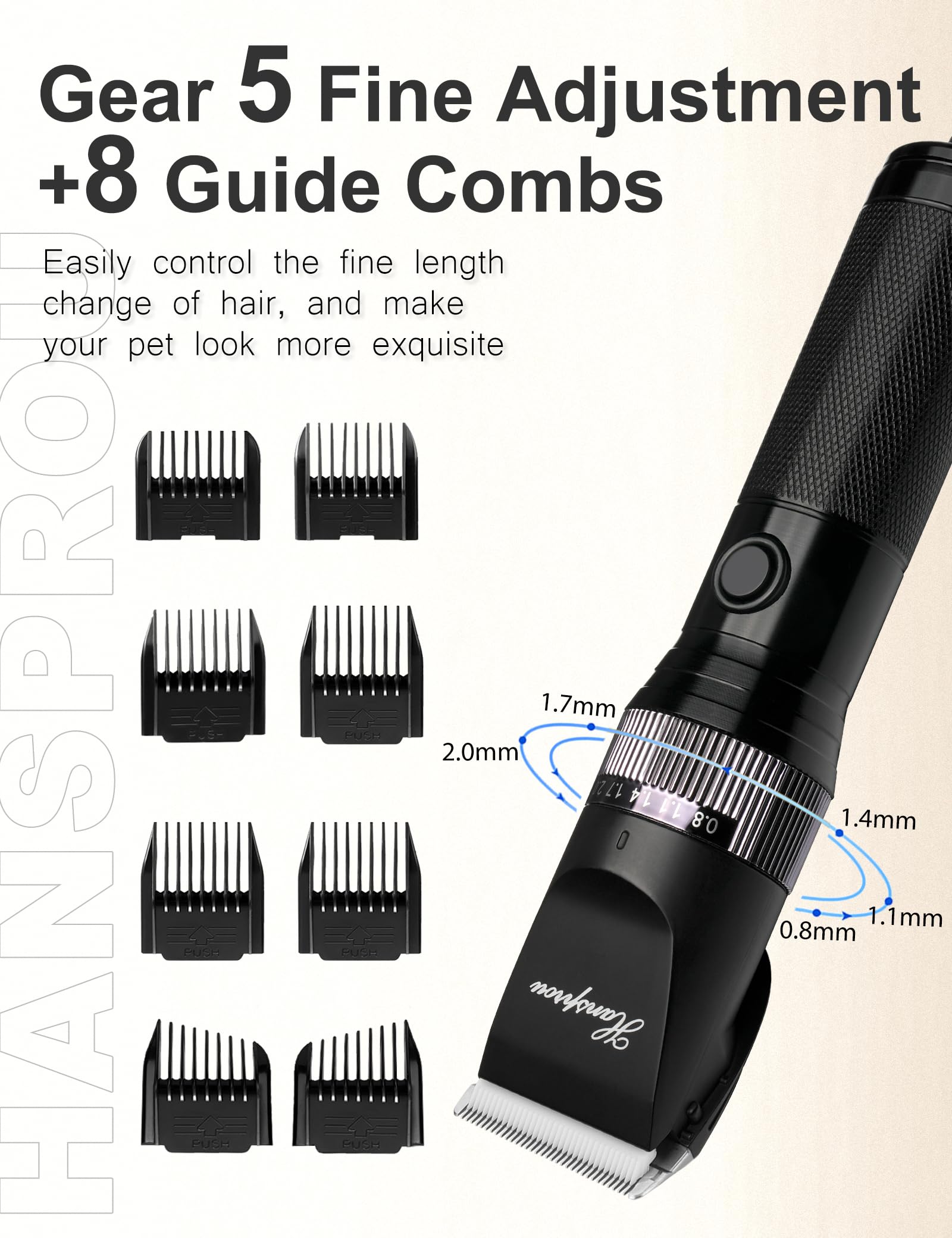 Hansprou dog clippers ceramic moving blade ensures precise cuts on thick fur