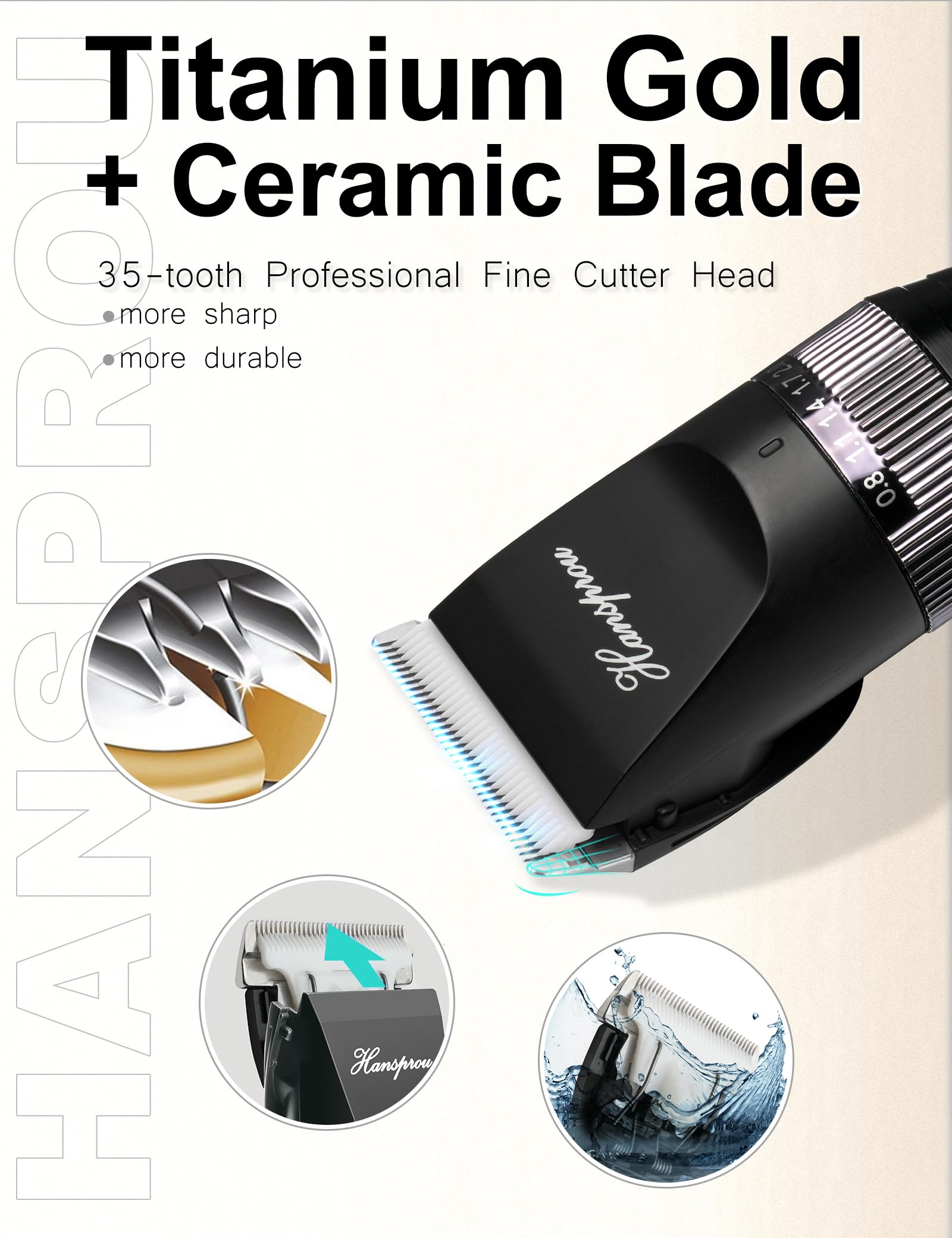 Hansprou dog clippers detachable blade system for easy cleaning and changing