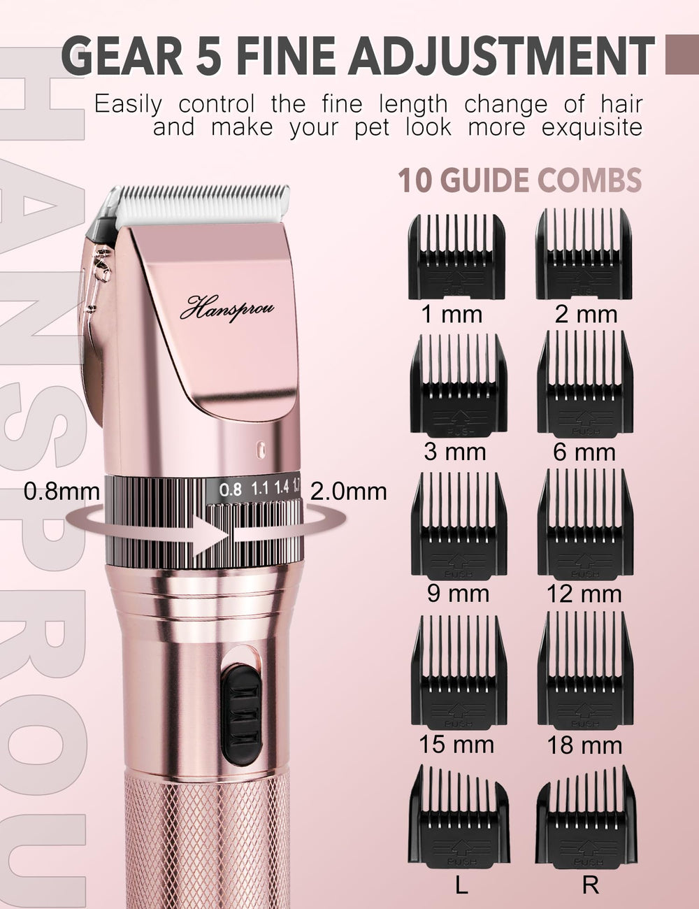 Hansprou dog clippers detachable blades simplify cleaning and blade changes after grooming sessions.