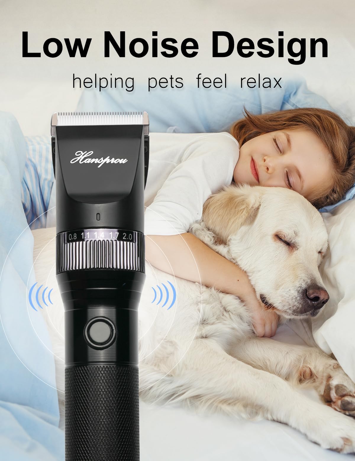 Hansprou dog clippers low vibration quiet design reduces pet stress during grooming