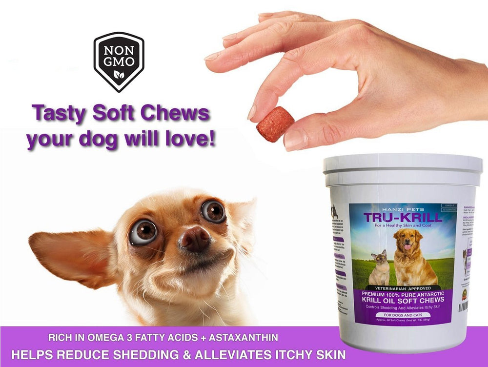 Hanzi Pets Vitamin E enriched chews—supports muscles, circulation, and healing.