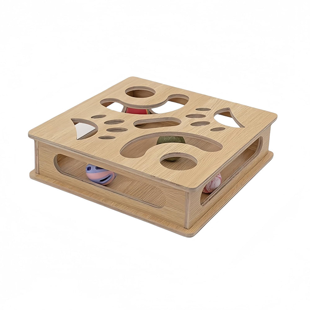 HaoCpetslian interactive cat puzzle box front view stimulates curiosity and active play