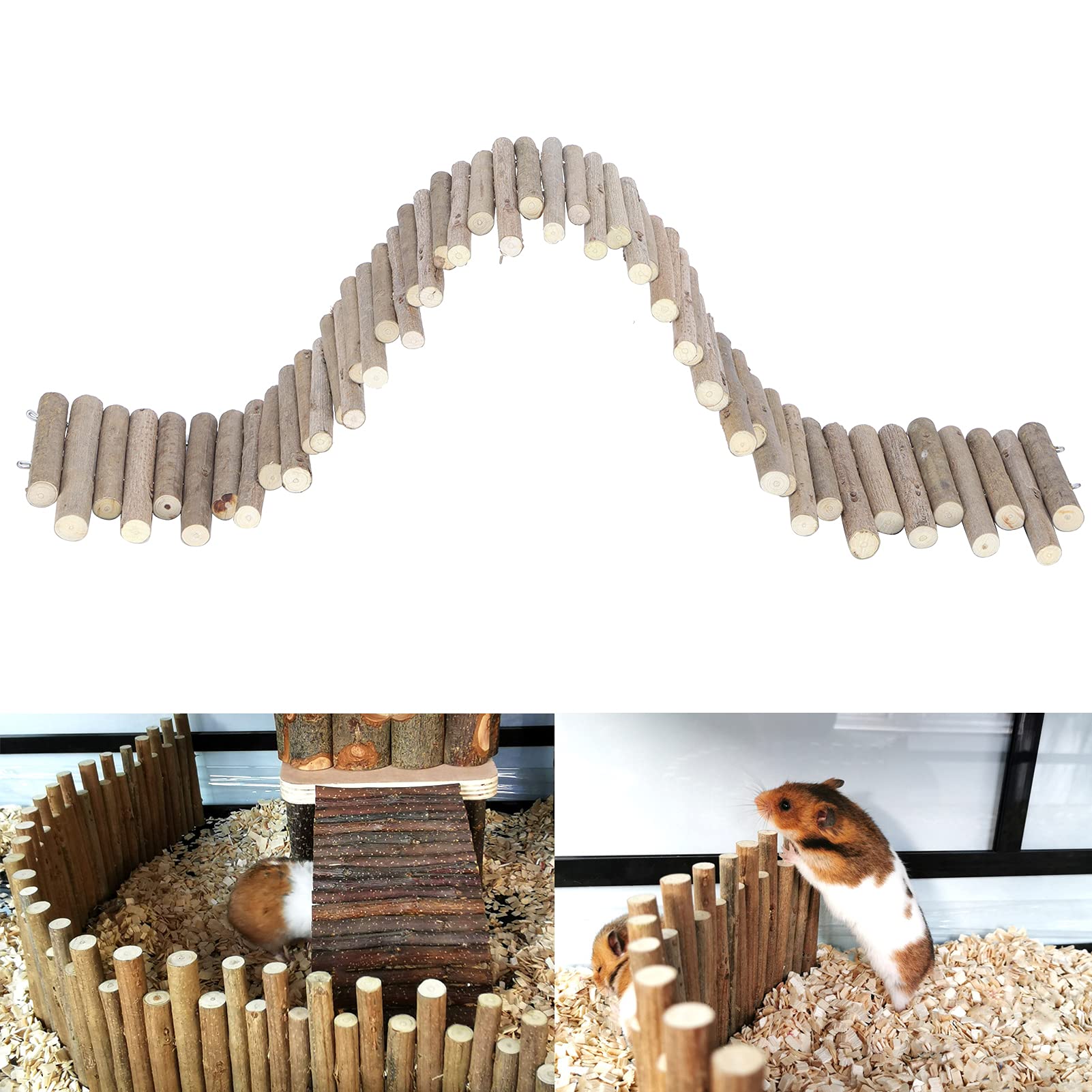 Haosie wooden tunnel for hamsters provides hiding space and stimulating exploration.