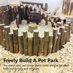 Haosie Syrian hamster cage decor wooden fence creates safe play space and separation.