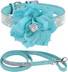 Haoyueer Blue7 collar close-up shows eye-catching sparkle for stylish pets.
