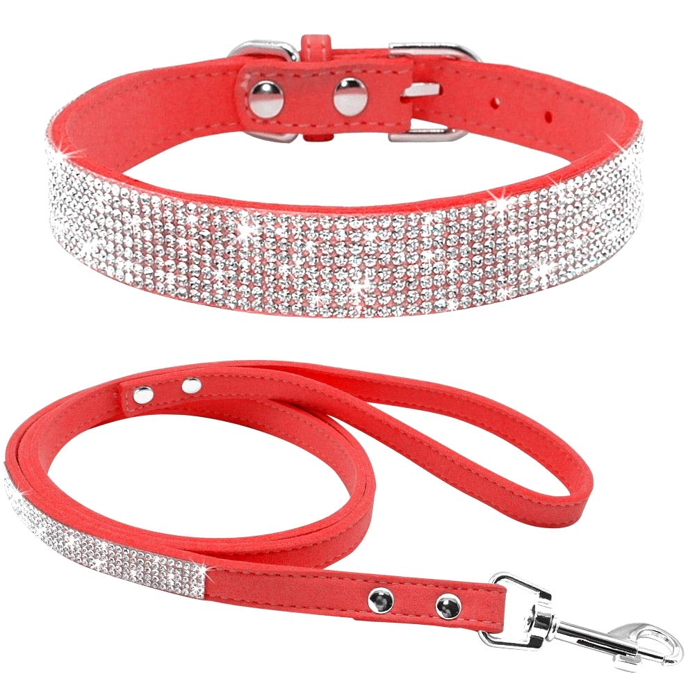 Haoyueer red diamond dog collar showcases vivid bling and comfortable fit for daily walks.