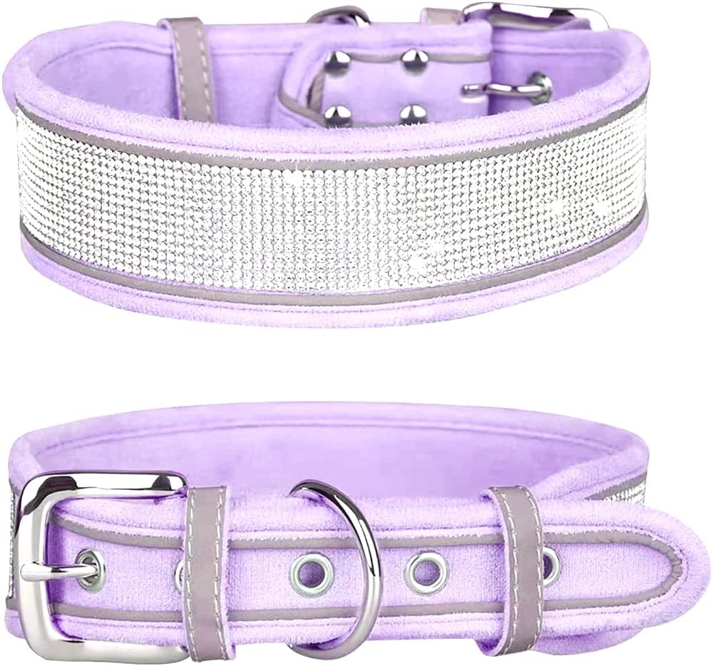 haoyueer Rhinestone dog collar closeup crystal buckle enhances pet style and sparkle.