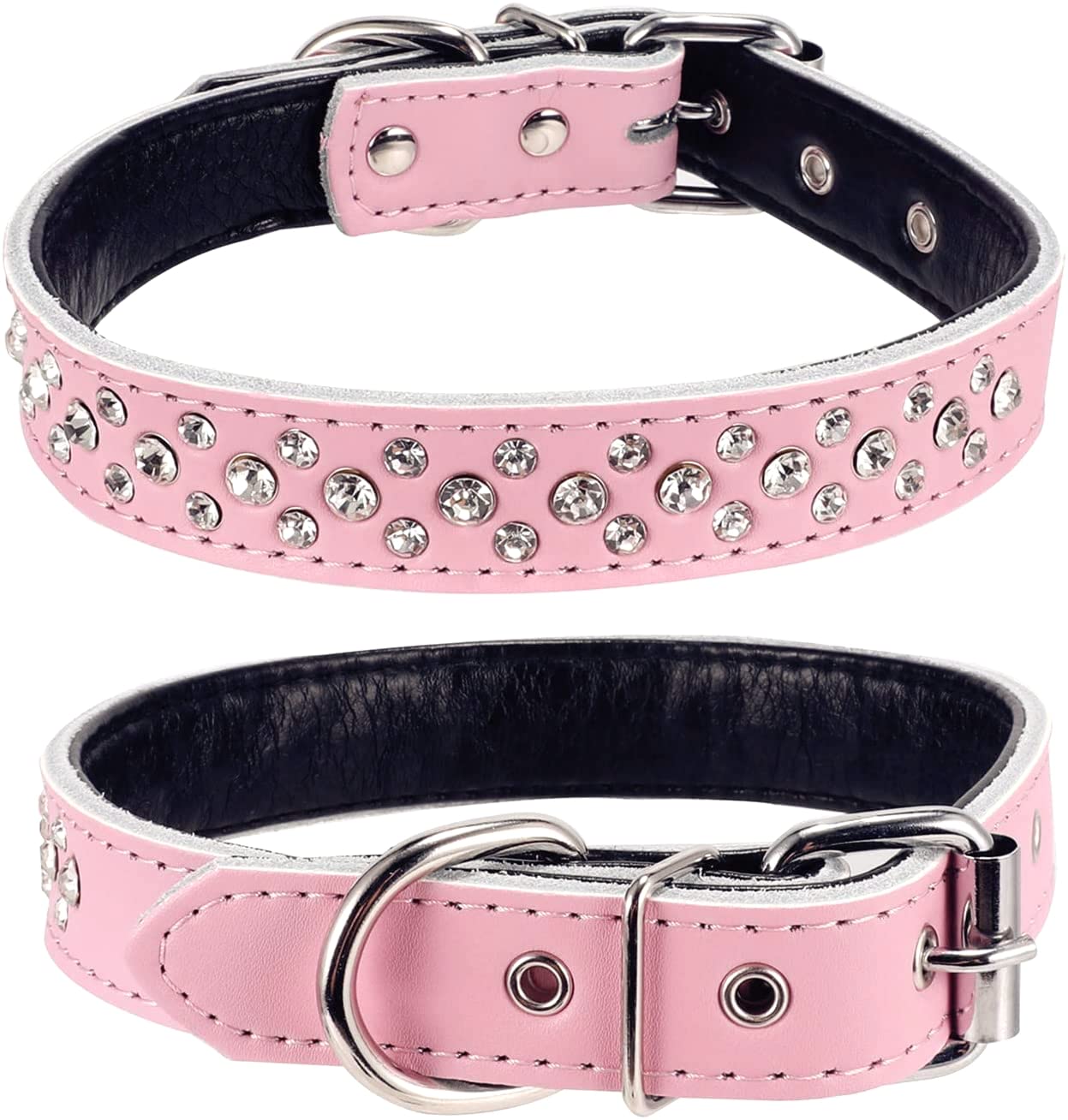 haoyueer rhinestone dog collar pink closeup highlights sparkling crystals for chic daily wear