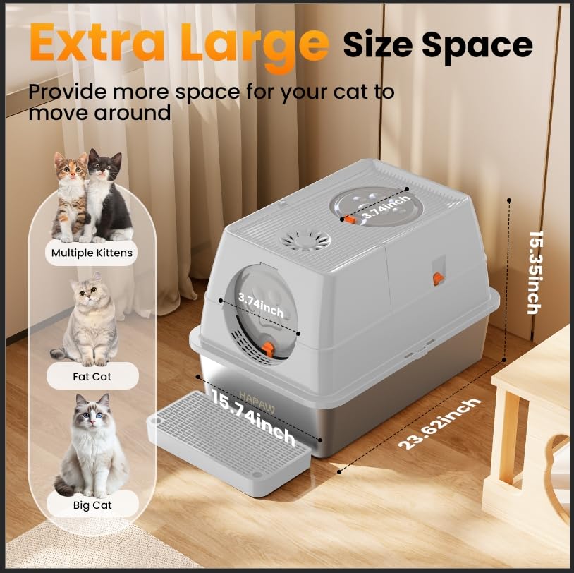 HAPAW 135° flip-top during scooping keeps the top in place while you clean.