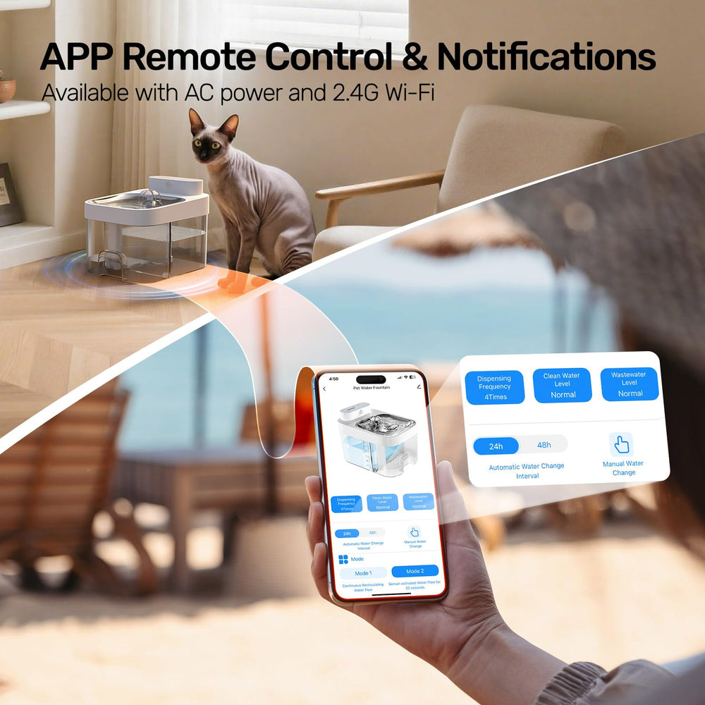 HAPAW cat water fountain app monitoring screen enables remote water checks and alerts.