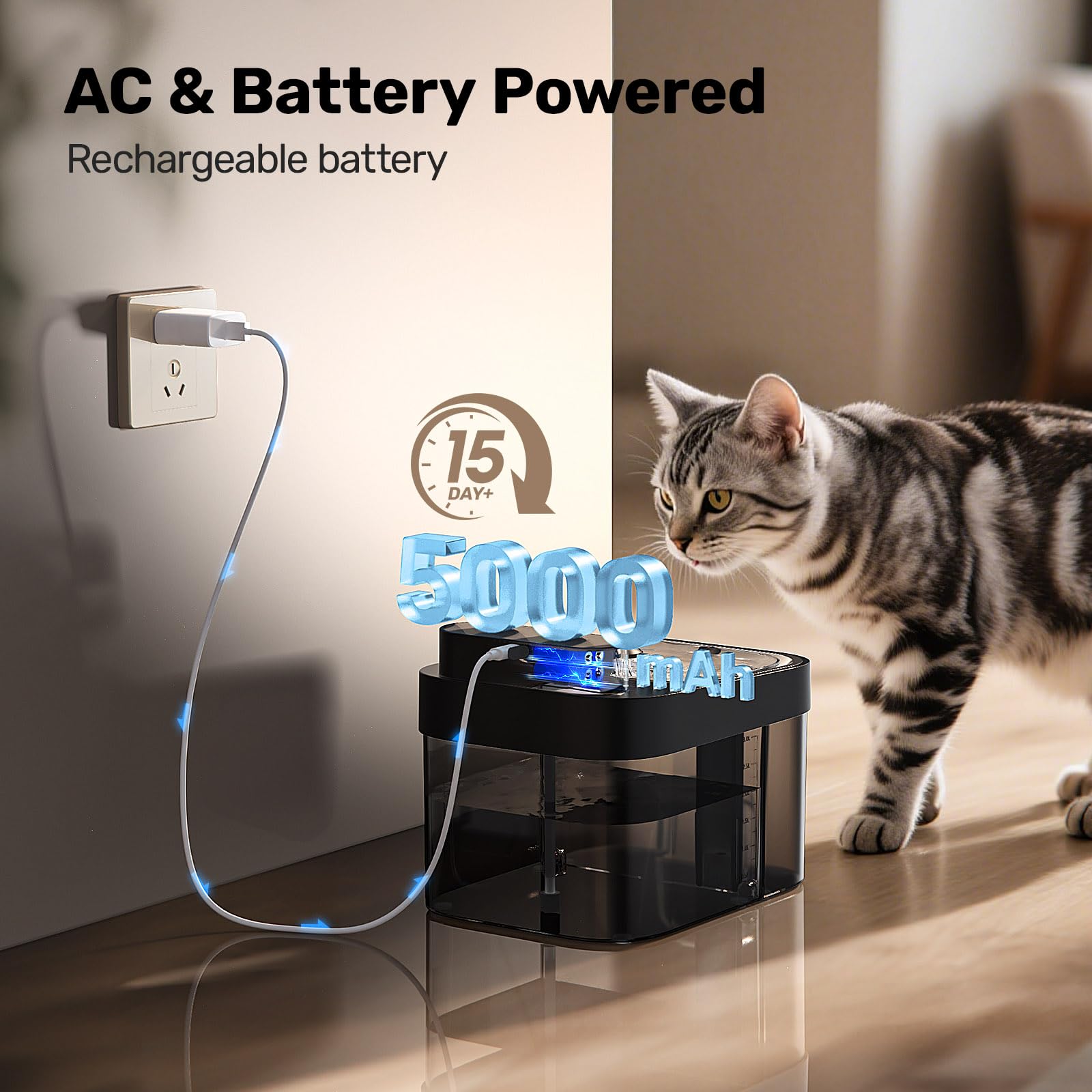 HAPAW cat fountain with battery mode ensures hydration during outages.
