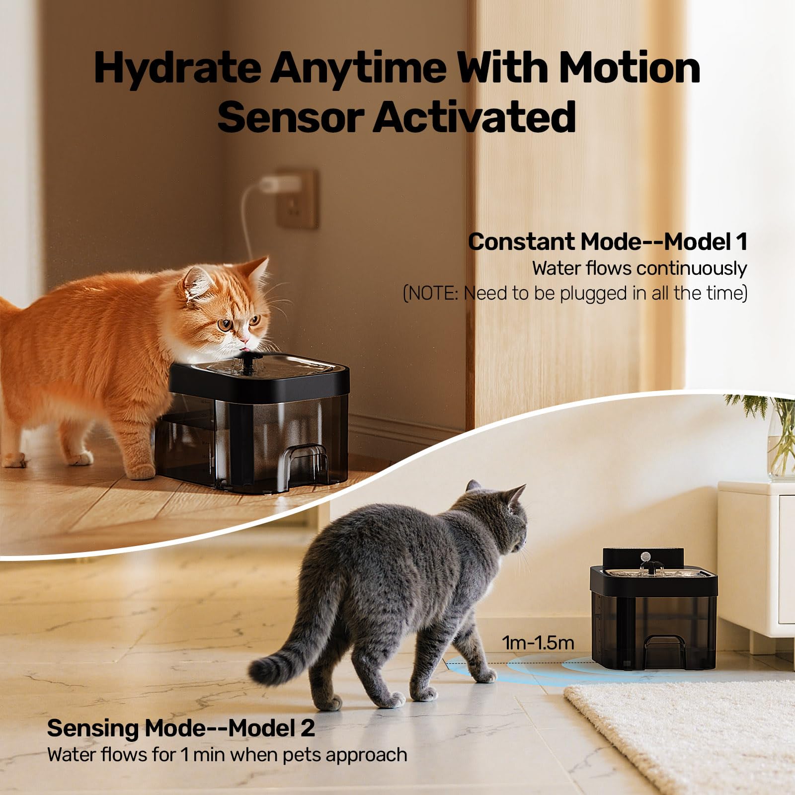 HAPAW fountain operates quietly, ideal for bedrooms and quiet spaces.