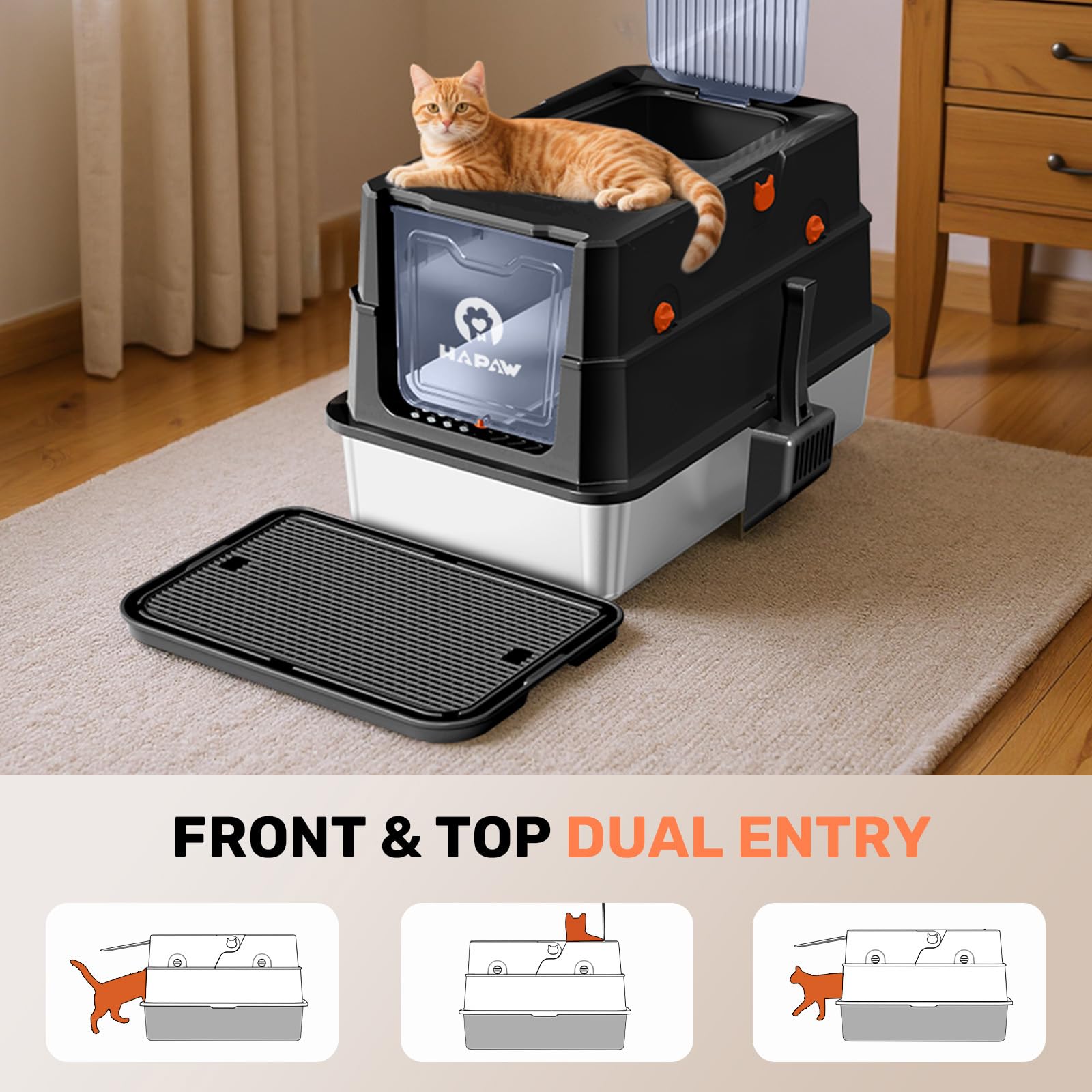 HAPAW extra-large capacity fits big cats and multi-cat households.