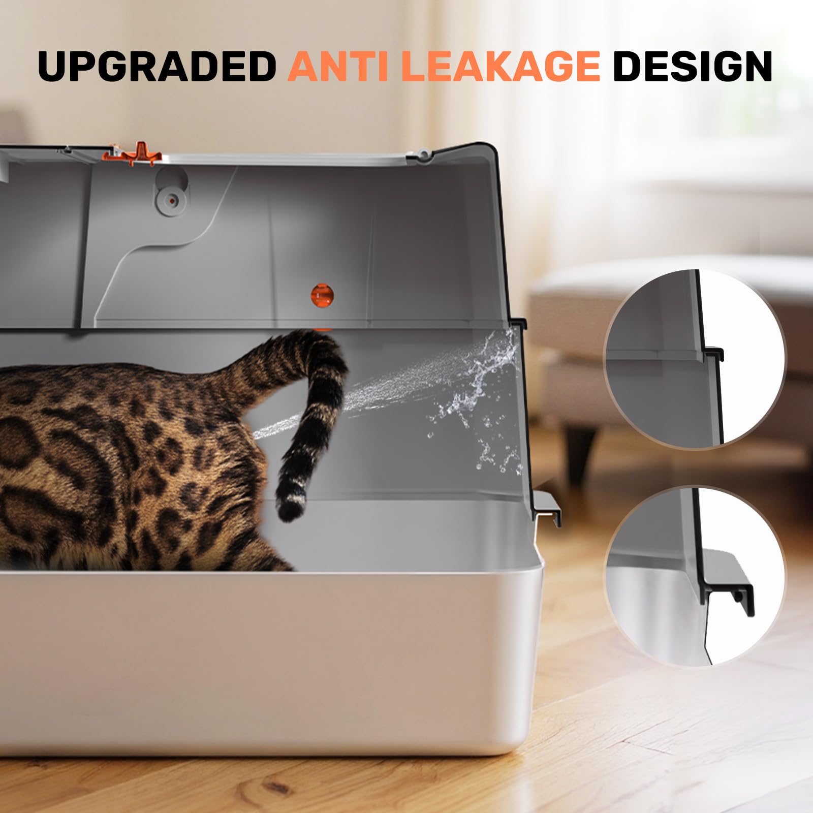 HAPAW flip-top 135-degree open design – simplifies cleaning while keeping litter contained.